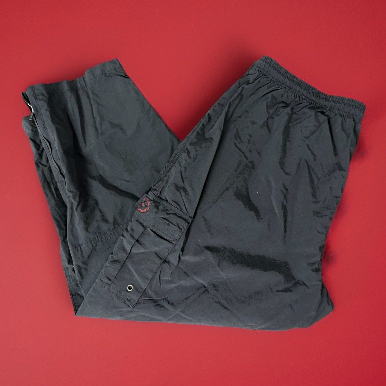Vintage Bum Equipment Track Pants Mens 2xl Cargos Black Nylon Baggy 90s B.U.M.